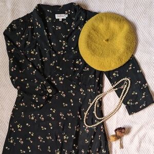 Size 14 Black Cath Kidston Dress with floral pattern